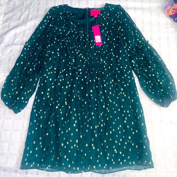 Lilly Pulitzer Dresses & Skirts - Lilly Pulitzer Green and Gold Midi Dress